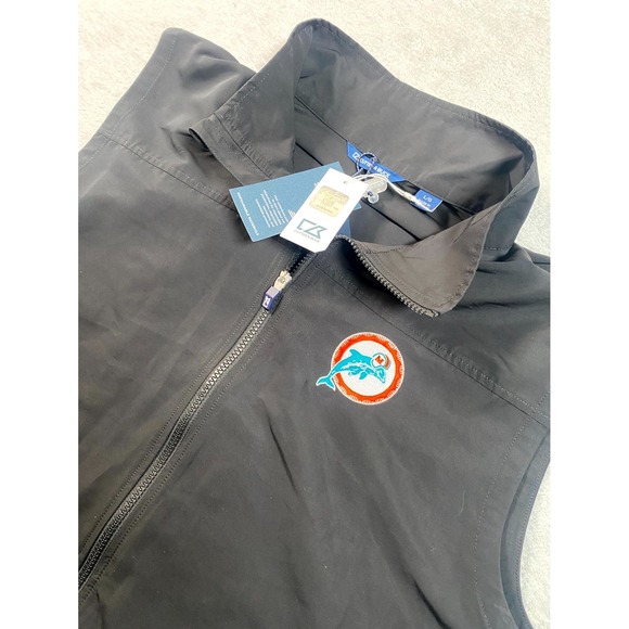 Cutter & Buck Other - Cutter & Buck Charter Eco Packable Vest Mens Large Black Miami Dolphins Football